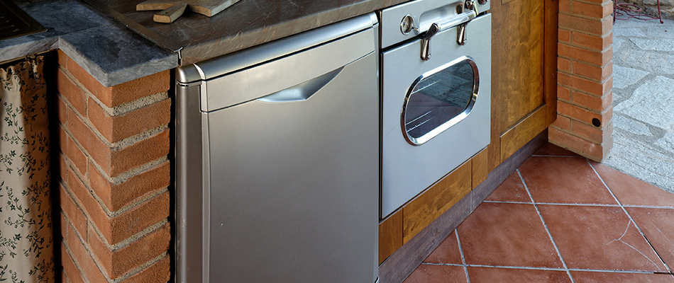 Dishwasher installed for an outdoor kitchen in Lansing, MI.