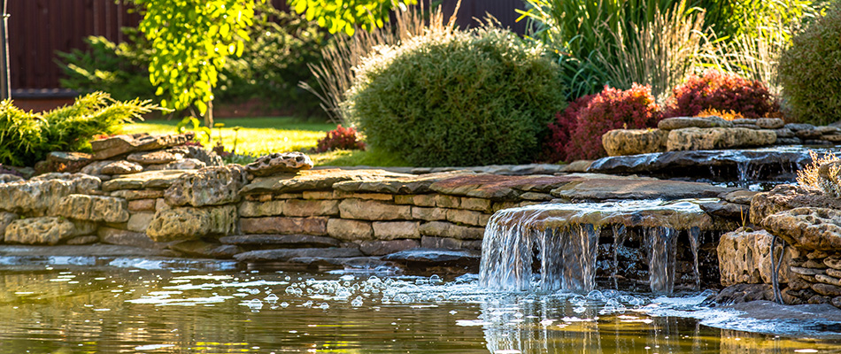 Water feature installation at a home in East Lansing, Michigan.