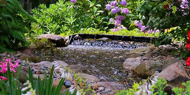 Landscaping water feature in East Lansing, Michigan